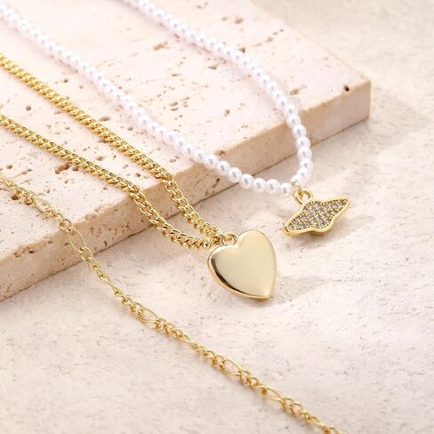 VIROMY Gold Necklace for Women 14k Gold Chain Necklaces Dainty Layered Necklaces Simple Stackable Pendant Necklaces Herringbone Cuban Paperclip Chain Gold Choker Necklaces Gold Jewelry for Women in Saudi Arabia