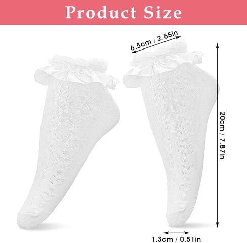 Women Frilly Socks, Ankle Socks Soft White Ruffle Socks Fashion Ladies Princess Lace Socks Cotton Cute Socks for Women in Saudi Arabia