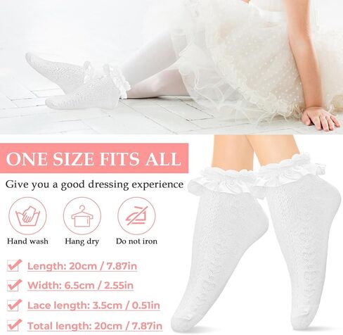 Women Frilly Socks, Ankle Socks Soft White Ruffle Socks Fashion Ladies Princess Lace Socks Cotton Cute Socks for Women in Saudi Arabia