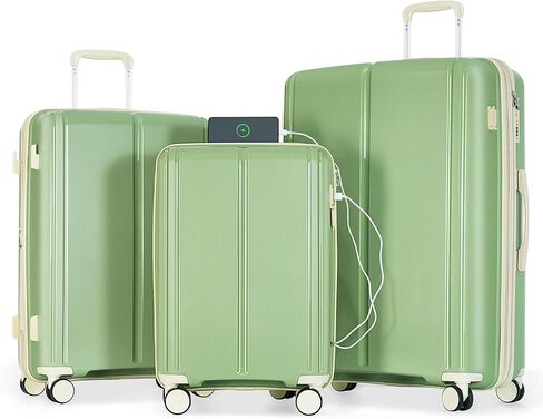 3 Pieces Luggage Sets Hardshell Suitcase Set With Spinner Wheels And TSA Lock, Carry On Luggage Suitcase For Travel (20/24/28) Black As shown One size in Kuwait