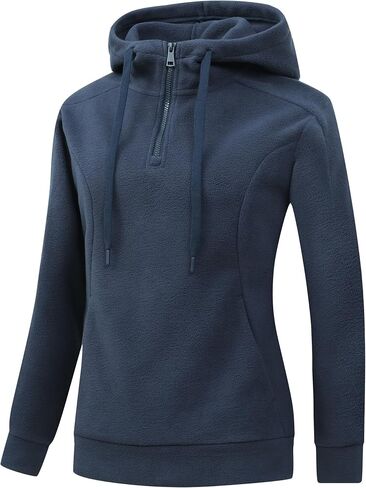 GIMECEN Women's Polar Fleece Hoodies Quarter Zip Sweatshirt Long Sleeve Sweaters Casual Pullover Jacket with Pocket in Kuwait