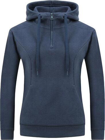 GIMECEN Women's Polar Fleece Hoodies Quarter Zip Sweatshirt Long Sleeve Sweaters Casual Pullover Jacket with Pocket in Kuwait