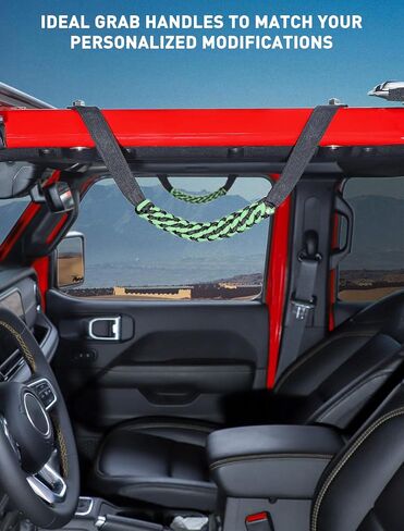 Savadicar 2 Pack Paracord Roll Bar Grab Handles for 2018-2024 Jeep Wrangler JL JLU 4XE & Gladiator JT, Comfortable Cylindrical Weave for Secure Grip, Essential Interior Accessories, Red in Saudi Arabia