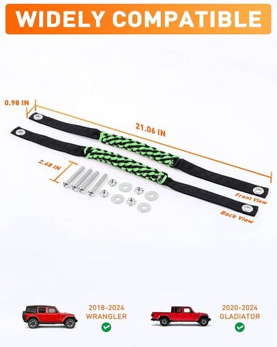 Savadicar 2 Pack Paracord Roll Bar Grab Handles for 2018-2024 Jeep Wrangler JL JLU 4XE & Gladiator JT, Comfortable Cylindrical Weave for Secure Grip, Essential Interior Accessories, Red in Saudi Arabia
