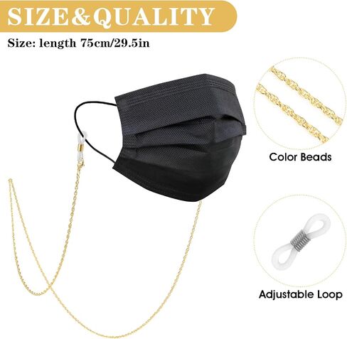 Eyeglasses Chain, Stylish Eyeglass Strap Silver Gold Mask Lanyard Elegant Sunglasses Strap Eyewear Holder for Women in Kuwait
