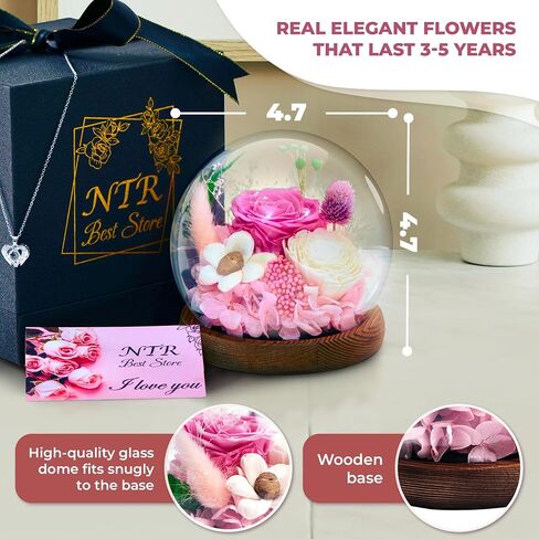 Gifts with roses for Mother's Day, Rose in a glass dome, Gifts for women Moms Her grandmother, Birthday, Valentine's Day for all The holidays of life for lovely women (Red), MG104 in Saudi Arabia