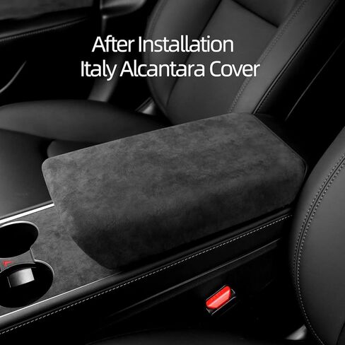 Car Accessories Alcantara Material Steering Wheel&Center Console&Dashboard&Door Panel&Key Covers&Holders Compatible with Tesla Model 3/Y/S (B2:Armrest box cover) in Saudi Arabia