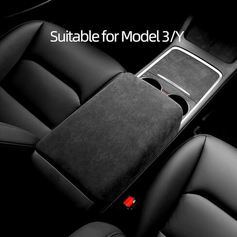 Car Accessories Alcantara Material Steering Wheel&Center Console&Dashboard&Door Panel&Key Covers&Holders Compatible with Tesla Model 3/Y/S (B2:Armrest box cover) in Saudi Arabia