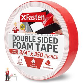 XFasten Double Sided Tape Foam Mounting Tape, 3/4-Inch x 350-Inch