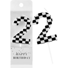 Racing Car 5th Birthday Candle, Black and White Stripes Number 5 Cake Candle Birthday Cake Topper for Racing Car 5th Birthday Party Decorations