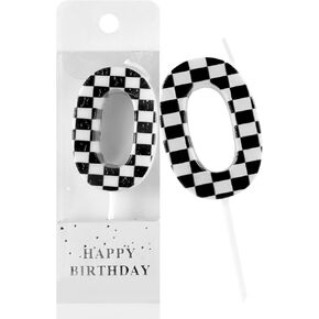 Racing Car 5th Birthday Candle, Black and White Stripes Number 5 Cake Candle Birthday Cake Topper for Racing Car 5th Birthday Party Decorations