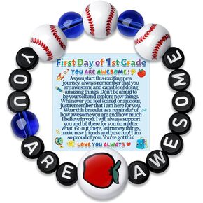 First Day of School Bracelets Back to School Gifts for Son Daughter 1st Day of School You Are Awesome Bracelet Grandson Gift Nephew Niece Granddaughter Inspirational Bracelets for Him Her Jewelry Ideas