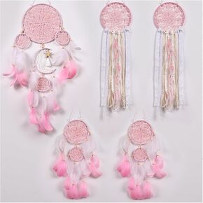 5 Pack Dream Catchers Sun Moon Design Large Handmade Boho Wall Hanging Ornament with decorative Feathers for Boys Girls Bedroom Living Home Decoration (Black)