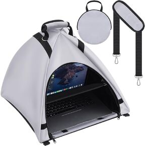 Laptop Sun Shade and Water Resistant Tent Bag with Glare Shield, Shoulder Strap, Portable Case for Working Outdoor Foldable Privacy Cover Hood
