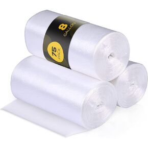 50 Small to Medium 7-8-9-10 Gallon 24" x 24" Clear Garbage Bags - Commercial Waste Basket Trash Bags | Bulk Plastic Bathroom Trash Can Liners | Office Shredder Bags