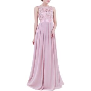 YiZYiF Women Crochet Lace Wedding Bridesmaid Formal Gown Prom Party Maxi Dress
