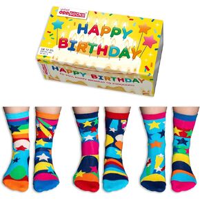 Happy Birthday 6 Oddly Coordinated Novelty Kids Socks US 13.5-8