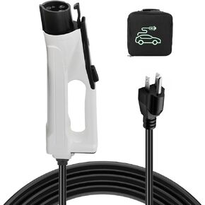 Portable EV Electric Vehicle Charger 16 Amp with 25 ft. Charging Cable NEMA 5-15 Plug Plug-in Home Electric Vehicle Charging Station for SAE J1772 Electric Vehicles