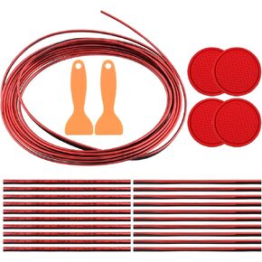 مجموعة إكسسوارات السيارة 27 قطعة، شريط تزيين السيارة، شرائط تزيين فتحة السيارة، شرائط الحشو، مع كاشطات تزيين كأس السيارة وإكسسوارات السيارة الداخلية (أحمر) in Kuwait