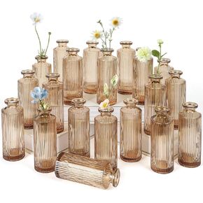 Glass Bud Vases Set of 20, Living Bud Vases, Small Bud Vase in Bulk, Mini Flowers Vases for Centerpiece, Vintage Decorative Vase Set for Table Decorations, Wedding Reception, Home Decor (Clear)