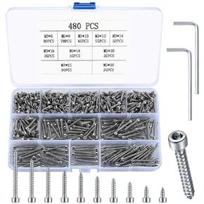 720 Pcs M3 Hex Socket Cap Bolts Screws Assortment Kit, Pan Head & Flat Head Hex Button Head Screws Assorted Black Alloy Steel, M3x(4mm/6mm/8mm/10mm/12mm) (Black)