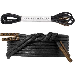 Round Waxed Cotton Shoelaces 2/25" with Metal Tips for Oxford Dress Shoes
