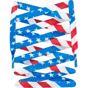 LitLaces - Sublimated Flat USA American Flag Patriotic 4th of July Shoe Laces