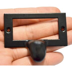10 Pcs Black Tag Label Frames Antique File Name Card Holders Drawer Pulls Vintage Handles Knobs for Office File Drawer Medicine Pharmacy Cabinet Apothecary Library Case (Length:2-1/4" Width:1-3/4")