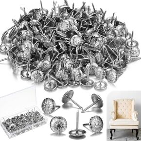 200 Pcs Upholstery Tacks for Decorative Furniture Upholstery Nails 7/16 Inch Vintage Head Diameter Brass Daisy Thumb Tack Push Pin Furniture DIY Decorative (Antique Brass)