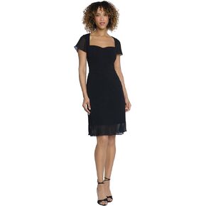 Maggy London Crepe Sweetheart Neck Chiffon Sleeves and Flounce | Cocktail Dresses for Women