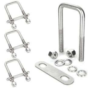 4Pack Square U-Bolts Stainless Steel U Bolts 3-1/8" Inner Width Boat Trailer Ubolts with Washers and Nuts, Replacement Parts and Accessories for Automobiles Trailer, Ski Boat, or Sailboat Trailer