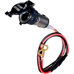 1 PC Car Cigarette Lighter Socket, Waterproof Cigarette Lighter Cover Female Seat with 39.37" Fuse Wire, Modification Replacement Accessories, Suitable for Most Cars, Motorcycles (Black)