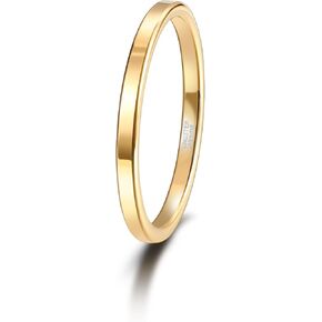 TRUMIUM 2mm 4mm 6mm Tungsten Rings for Women Men's Wedding Bands Gold Plated Beveled Edges Domed High Polished Comfort Fit Size 5-14