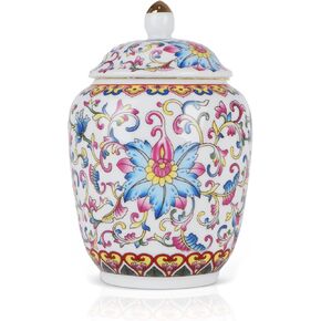 Blue and White Chinoiserie Ginger Jars for Home Decor, Ginger Jar With Lid Chinoiserie Decorative,Landscape Painting Porcelain Vase Living Room Kitchen Decor (lotus)