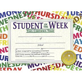 Hayes Publishing Student of the Week Certificate, 8.5" x 11", Pack of 30