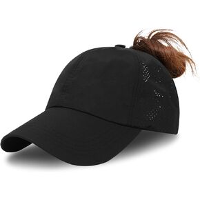 Women's Baseball Cap Ponytail Adjustable Criss Cross Hat for Sport Hiking & Summer Beach Vacation