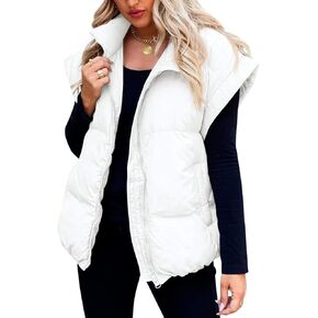 Danedvi Womens Winter Puffer Vest Sleeveless Quilted Gilet Coat Jacket with Pockets