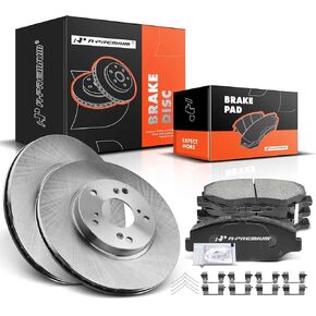 A-Premium 11.10 in (282mm) Front Vented Disc Brake Rotors + Ceramic Pads Kit Compatible with Honda and Acura Models - Accord 03-12/14-17, Civic 13-18, CR-V 02-04, Element 03-11, ILX 14-15, CR-Z 16