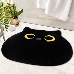 Bathroom Rug - Bathroom Mat,Black Cat Bathroom Rug,Cat Bath Mat,Soft Indoor Doormat,Non Slip Bath Mats for Bathroom Kitchen Bedroom,Home Decorations Gifts(20 * 22inch)