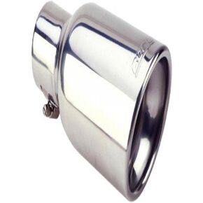 Borla 20154 Single Round Rolled Angle-Cut Tip w/ Clamp Borla Embossed, Stainless Steel