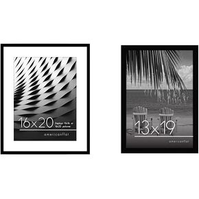 إطار ملصق Americanflat مقاس 20 × 24 باللون الأسود - إطار صورة بحدود رفيعة مع زجاج شبكي مصقول - تنسيقات أفقية ورأسية للجدار