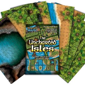 Arcknight The Uncharted Isles، خرائط المعارك للعب الأدوار؛ 16 خريطة آر بي جي معيارية في 8 صفحات مزدوجة الجوانب، شبكة مربعة 1 بوصة، تصميم معياري ومتعدد الاستخدامات لألعاب الطاولة - للأبراج المحصنة والتنينات والباثفايندر