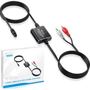 محول بصري إلى RCA، eSynic 192 KHZ محول صوت رقمي إلى تناظري، محول بصري محمول إلى RCA 2.1 متر صوت بصري إلى كابل RCA، محول DAC من سبائك الألومنيوم لـ HDTV Blue-ray PS4 وما إلى ذلك in Kuwait