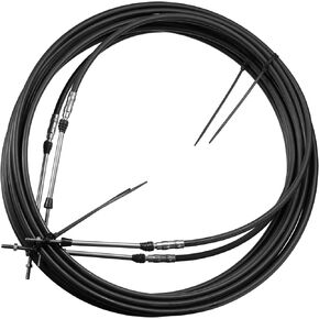 Motoforti Universal Marine Boat Throttle Shift Control Cable, 7M/24FT, Stainless Steel Rubber, Black, 2 Pc