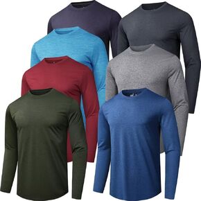 7 Pack Long Sleeve Shirts for Men Moisture Wicking Sun Protection UV UPF SPF Performance Quick Dry T-Shirt for Casual