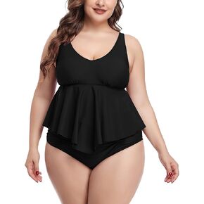بدلة سباحة نسائية من Annbon مقاس كبير تانكيني مكشكشة للتحكم في البطن مكونة من قطعتين in Kuwait