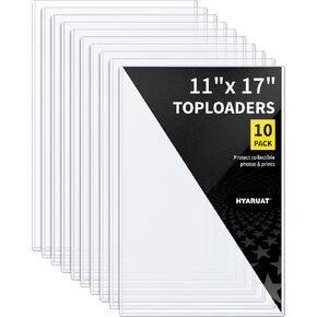 11 x 17 Rigid Clear Toploaders - Durable PVC Document Protectors, Plastic Sleeves for Photos, Larger Art Prints, and Menu Covers, 10 Pack