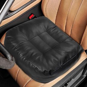 18x16x6'' Upgraded Faux Leather Extra Thick Car Seat Cushion - PP Foam Filled with Ventilation Holes, Portable Seat Cushion with Carrying Handle&Tie Down Strap for Trucks, SUVs and Short People