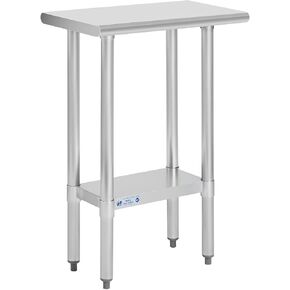 Hally Stainless Steel Table for Prep & Work 18 x 48 Inches, NSF Commercial Heavy Duty Table with Undershelf and Galvanized Legs for Restaurant, Home and Hotel