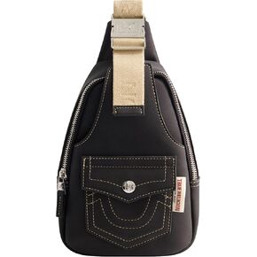 True Religion Women's Sling Bag, Faux Suede Small Travel Backpack with Adjustable Shoulder Crossbody Strap